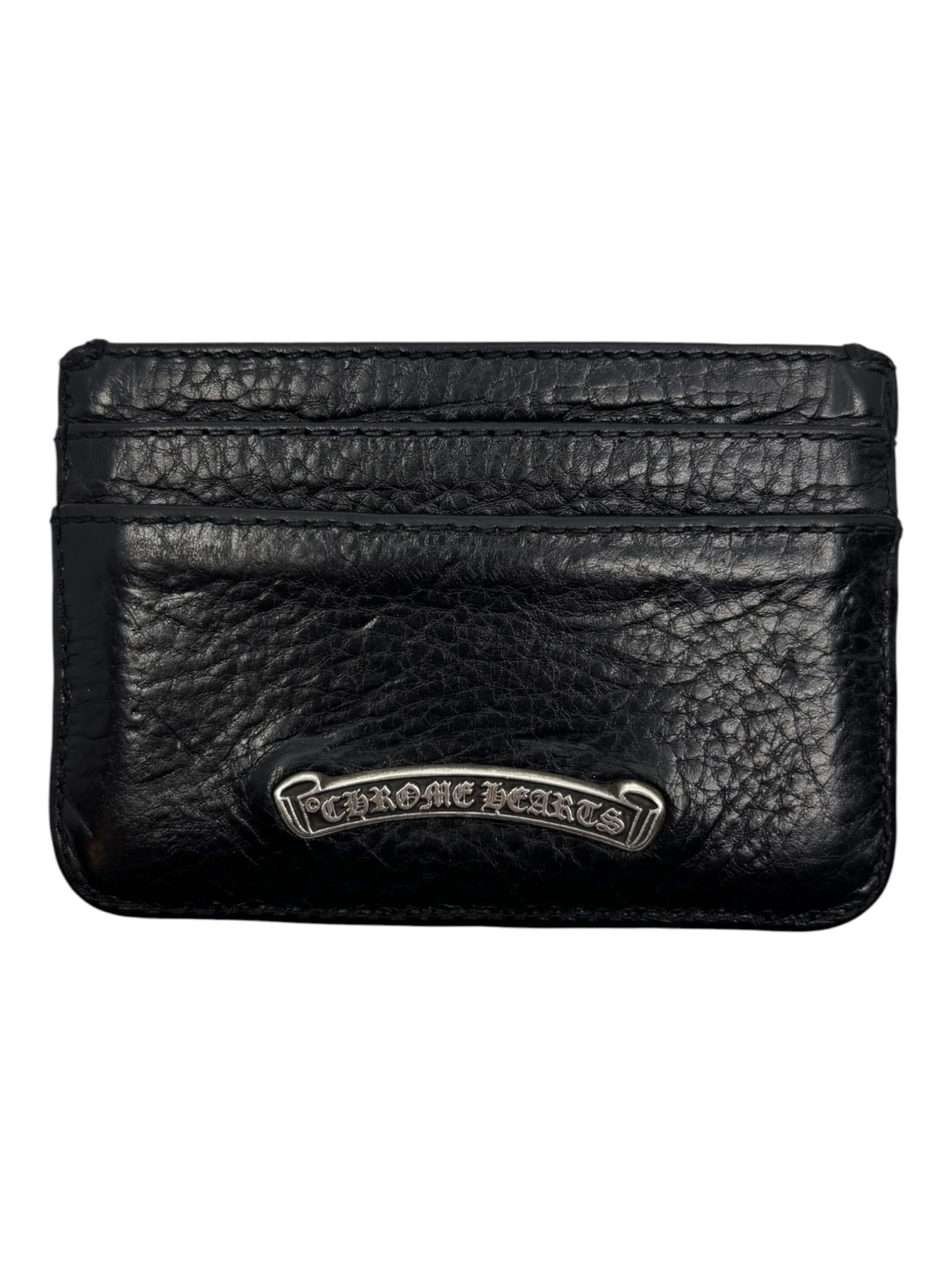 Chrome Hearts Silver Cross Leather Cardholder Black
