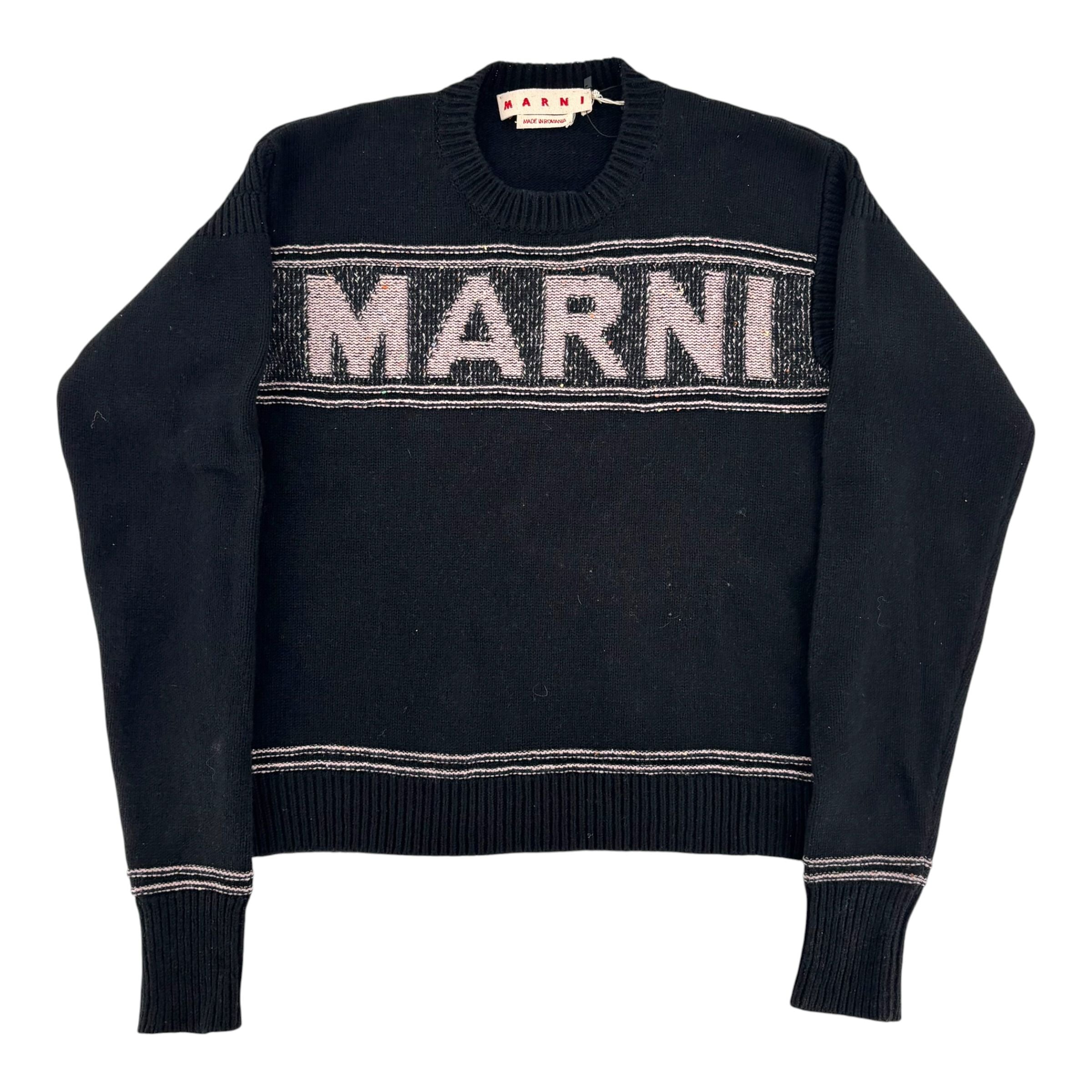 Marni Intarsia Wool Sweater Black