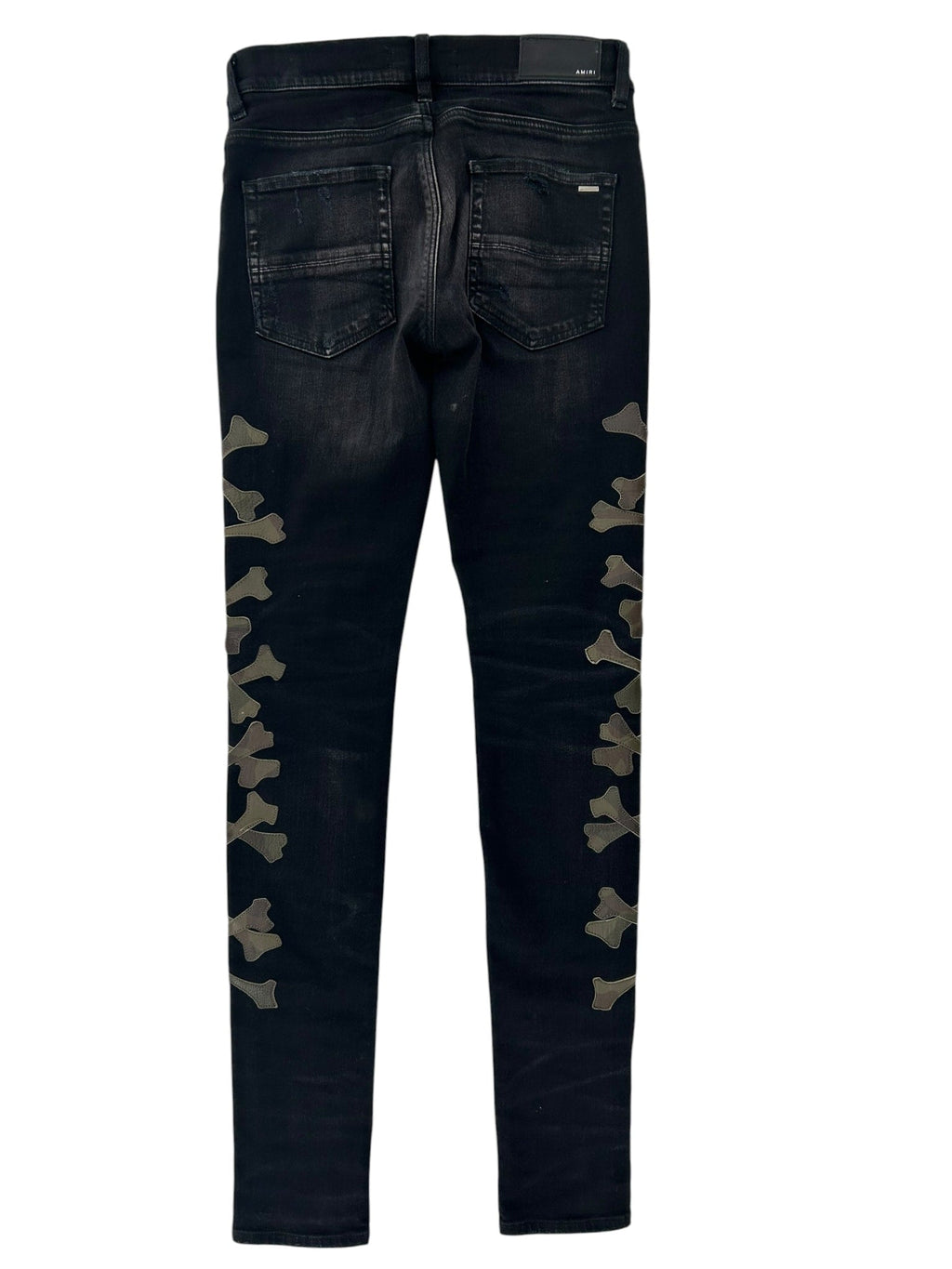 Amiri Camo Bone Patched Denim Black