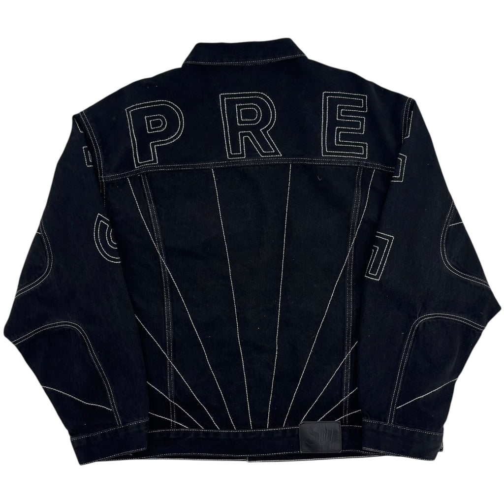 Supreme Radial Embroidered Denim Trucker Jacket Black