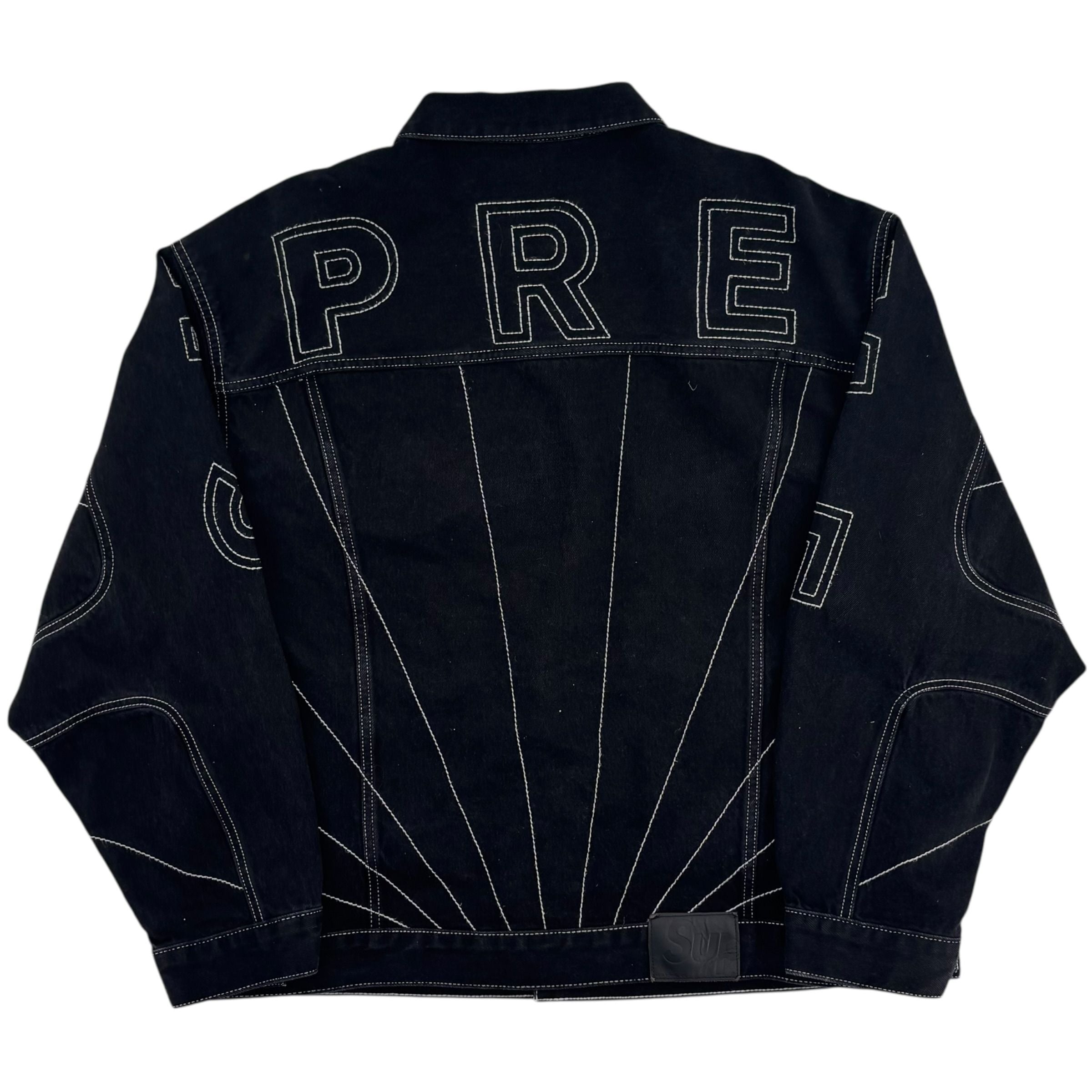 Supreme Radial Embroidered Denim Trucker Jacket Black