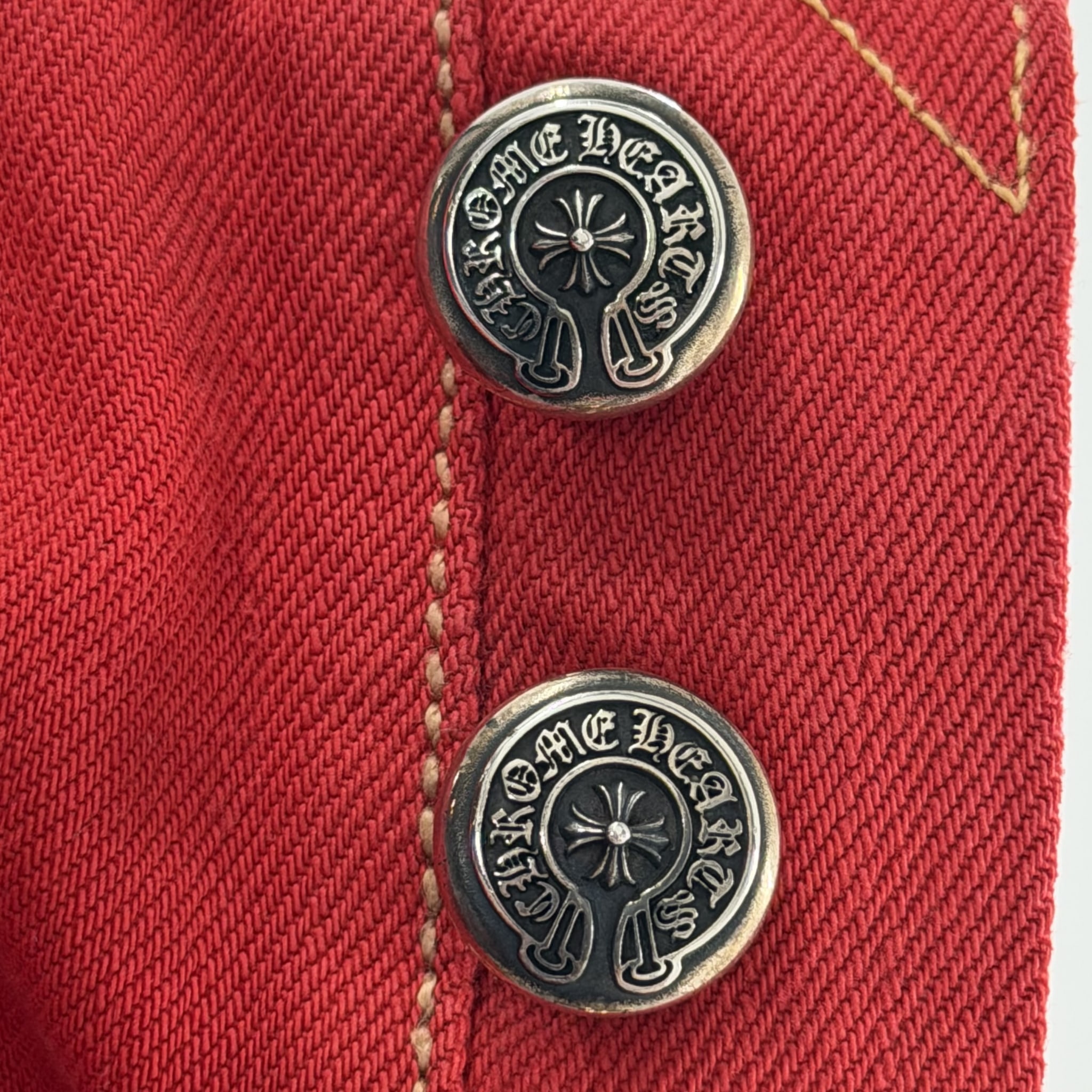 Chrome Hearts 16 Patch Jeans Red