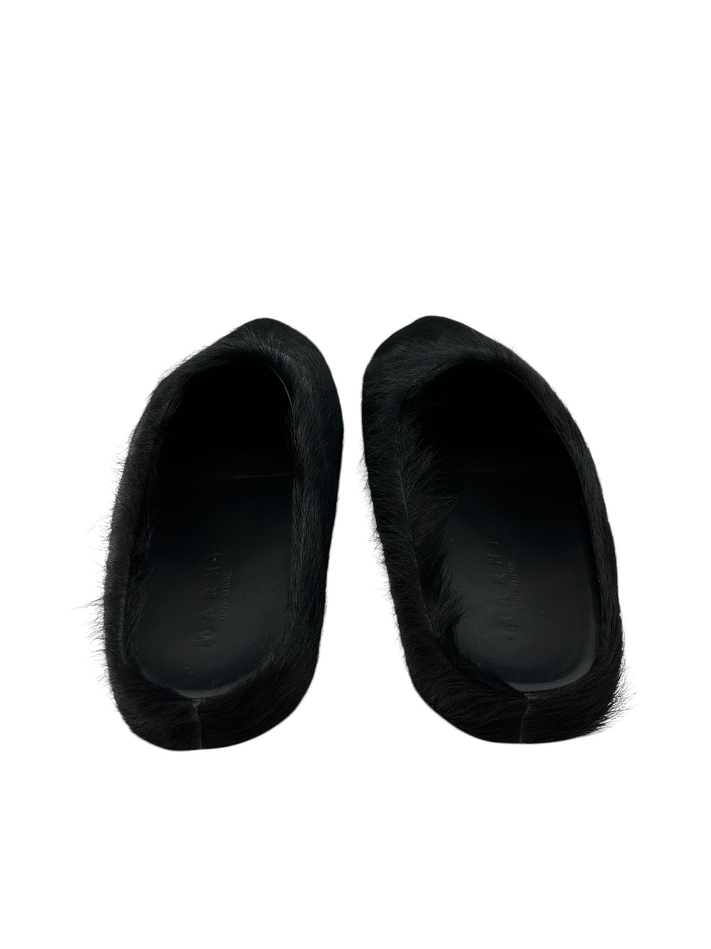 Marni Long Hair Calfskin Fussbett Sabot Mule Black