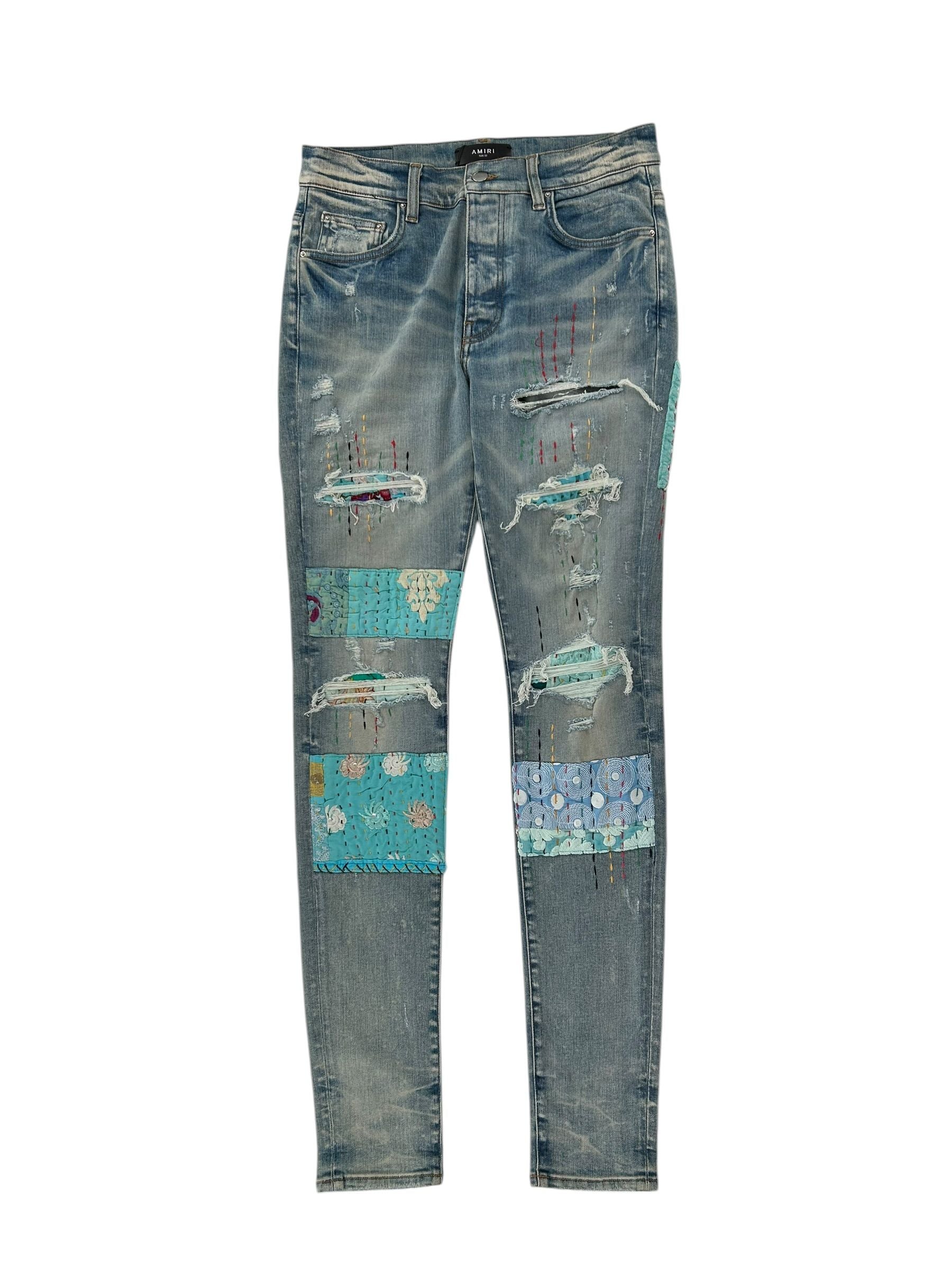 Amiri Paint Quilted Patch Denim Lightwash