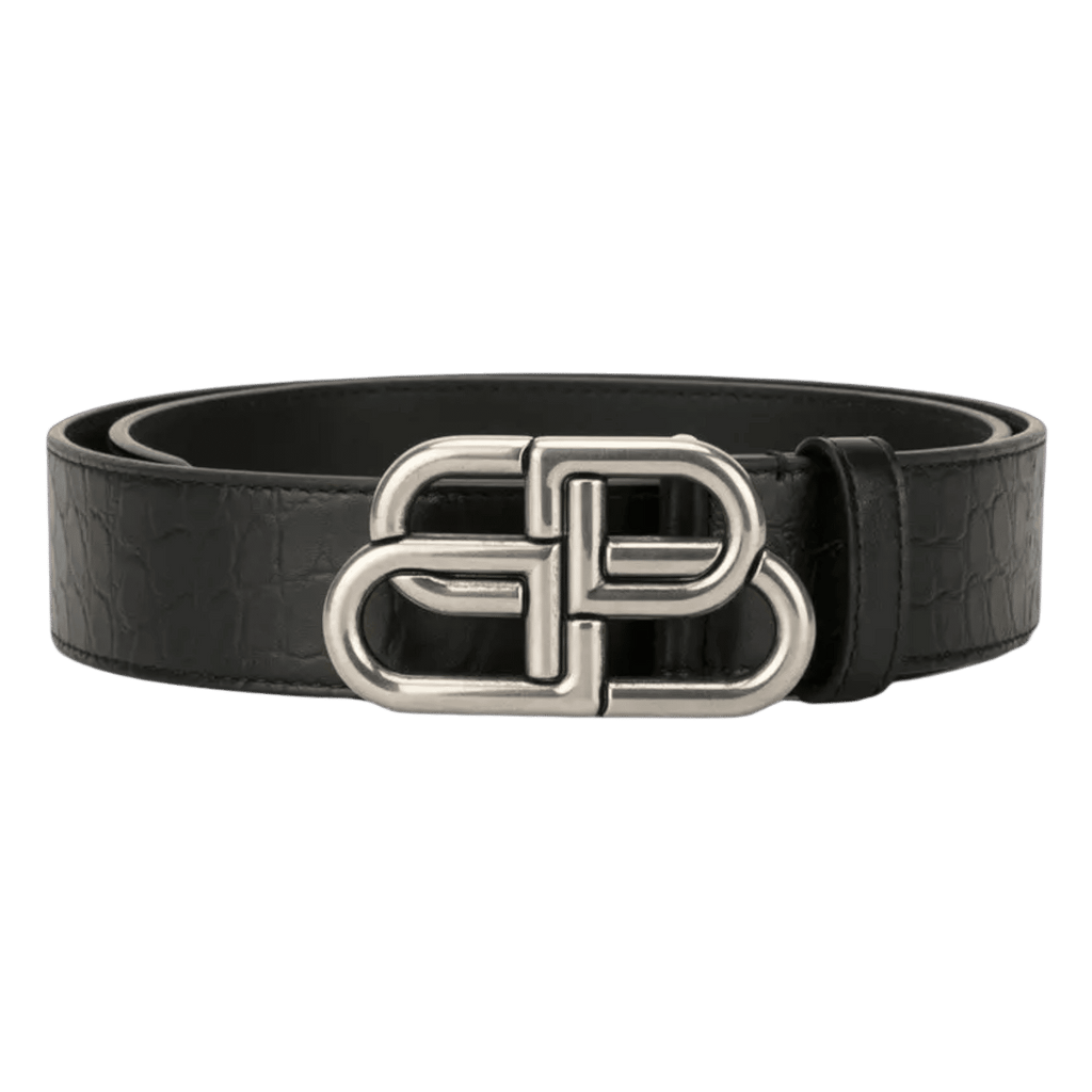 Balenciaga BB Large Croc Effect Leather Belt