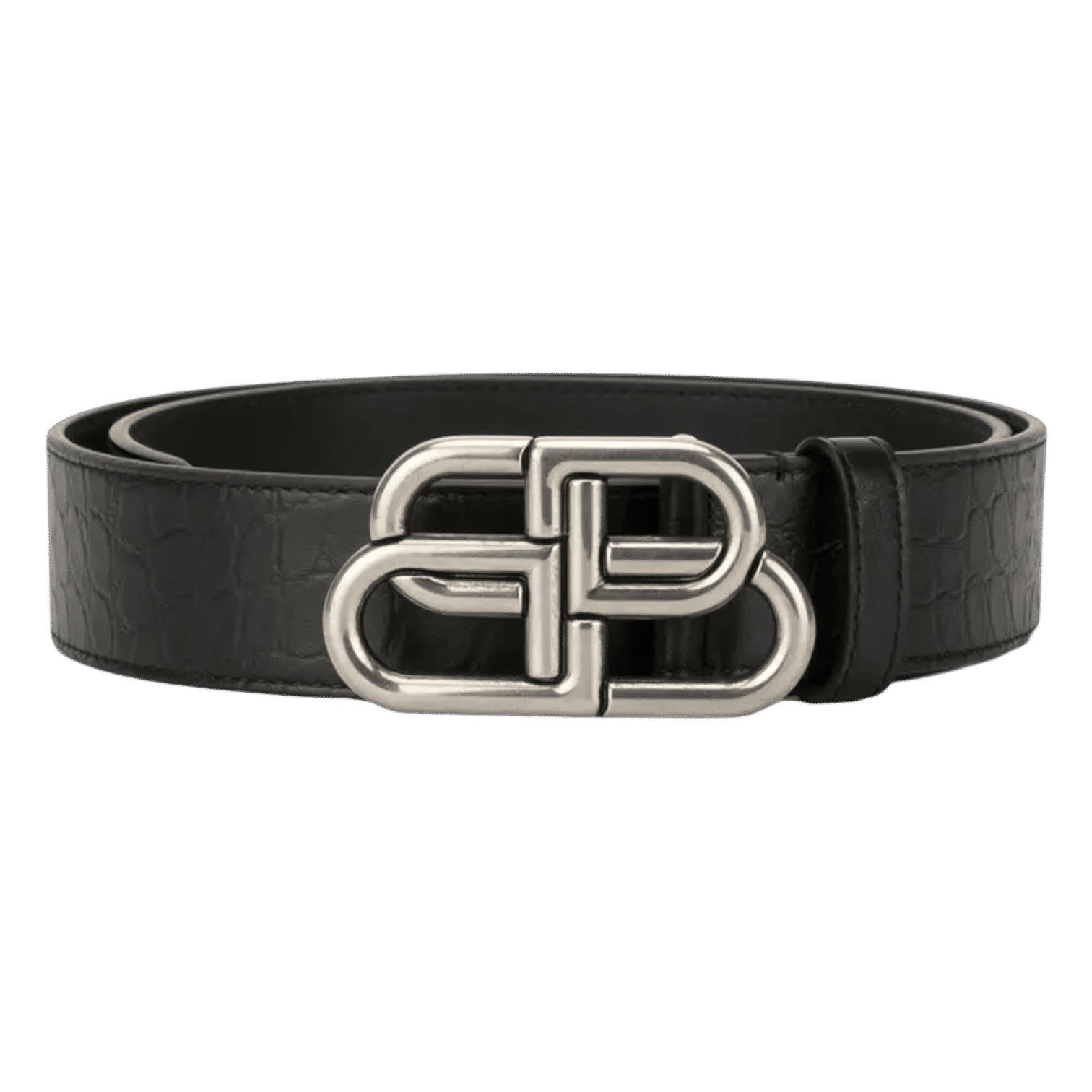 Balenciaga BB Large Croc Effect Leather Belt