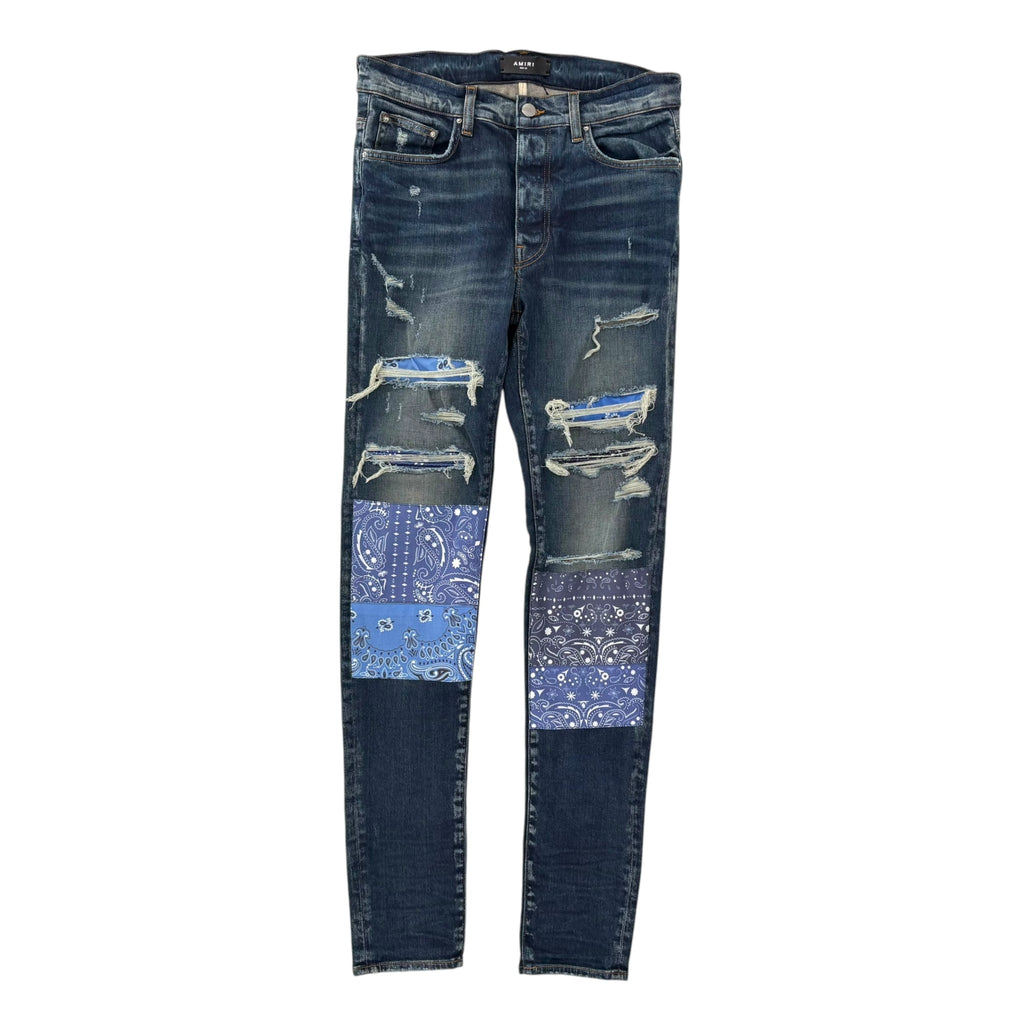 Amiri Blue Bandana Knee Patch Jeans