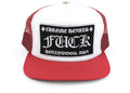 Chrome Hearts FUCK Hollywood Trucker Hat Red White