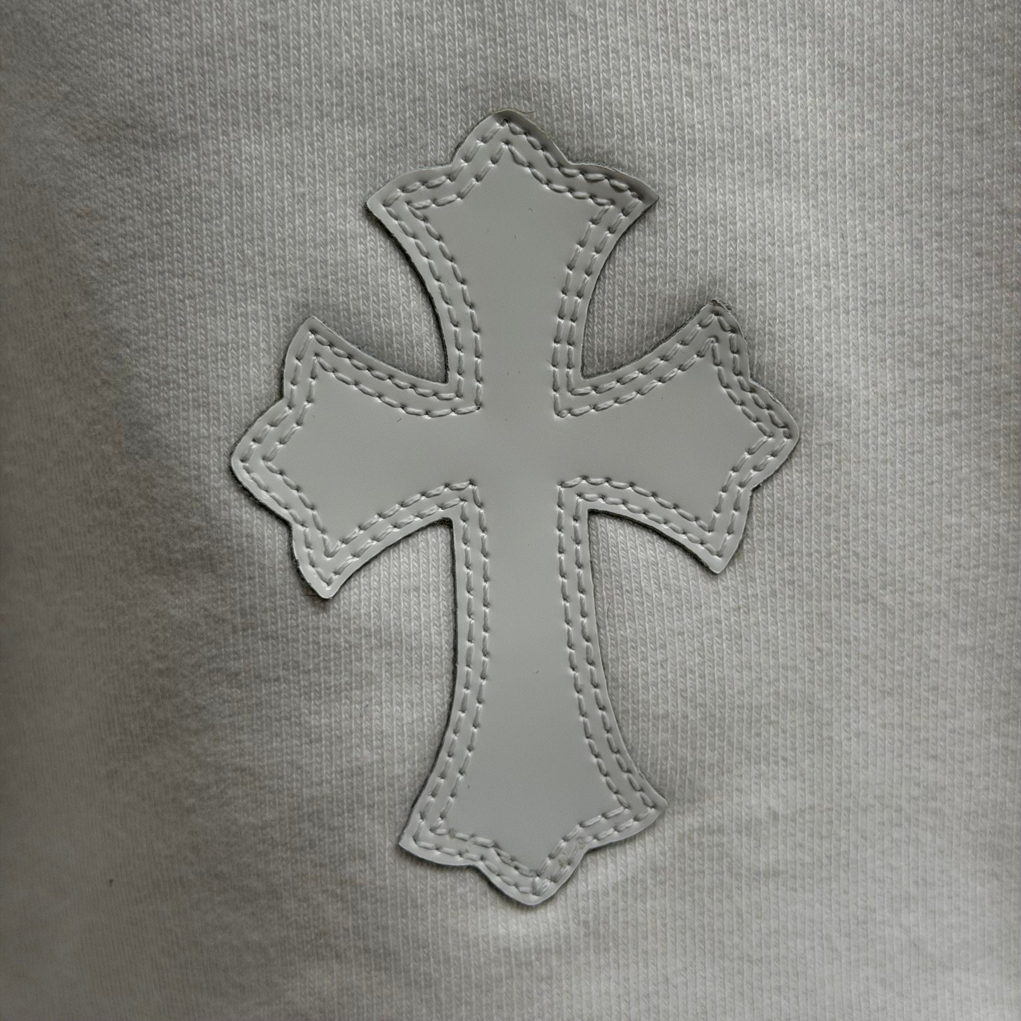 Chrome Hearts Leopard & White Leather Patch Sweatpants White
