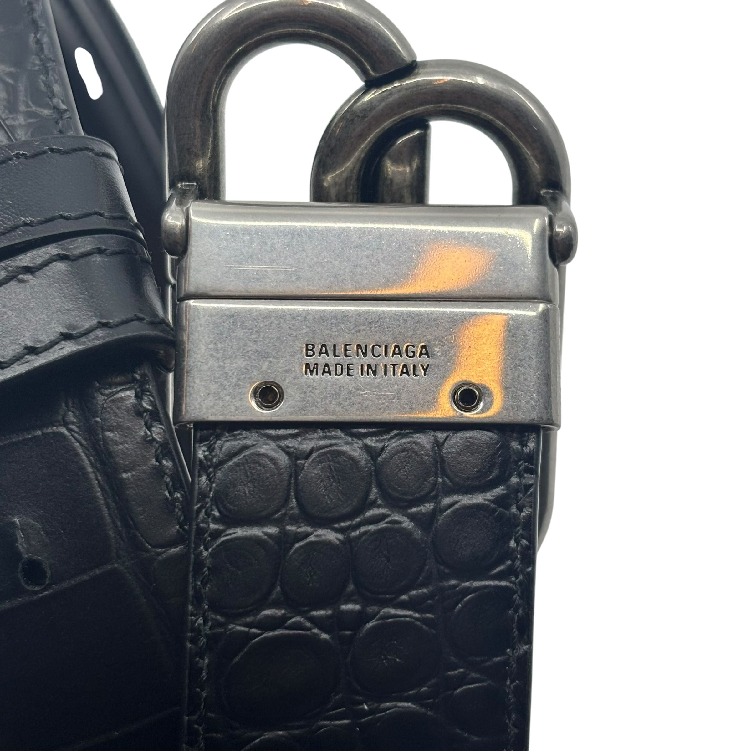 Balenciaga BB Large Croc Effect Leather Belt
