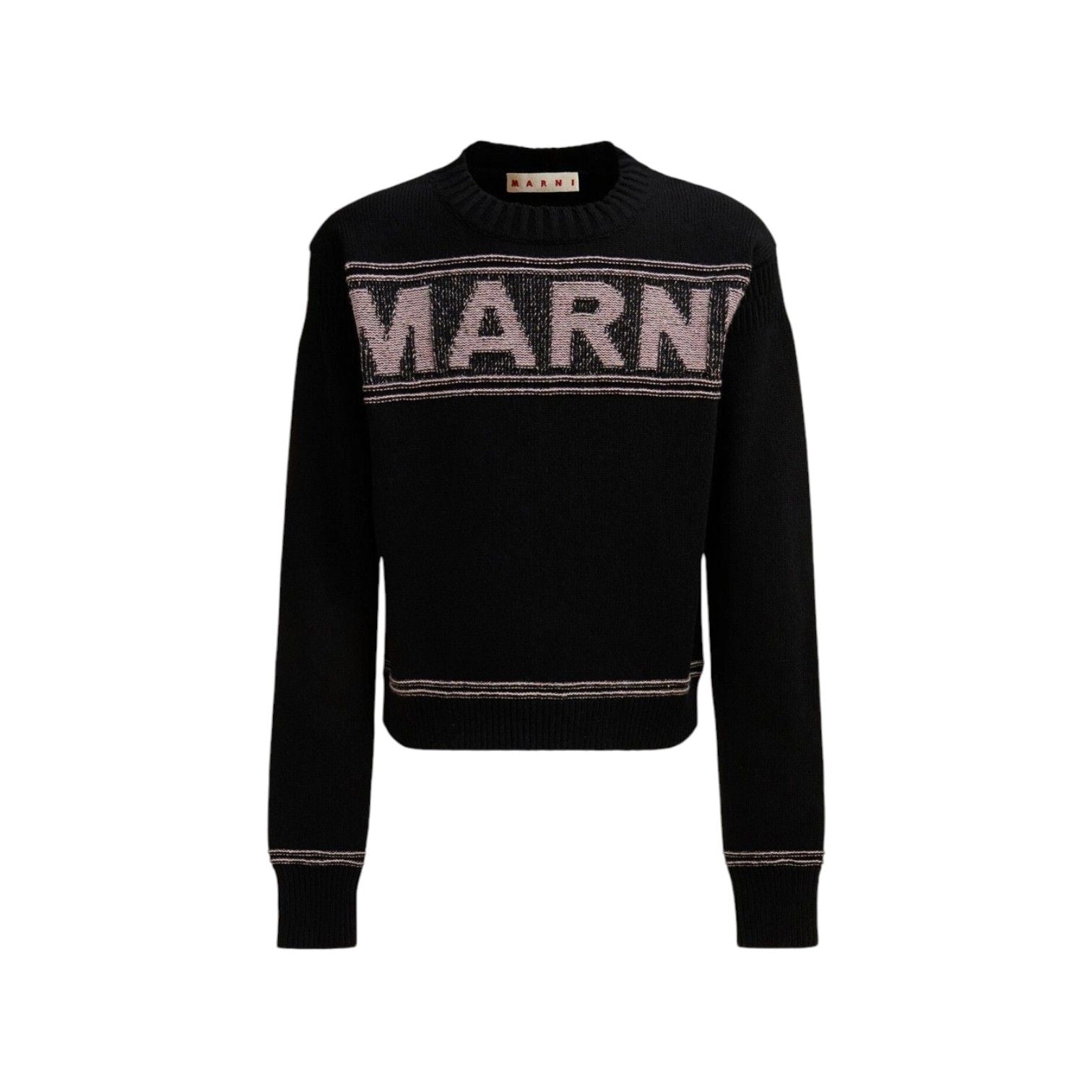 Marni Intarsia Wool Sweater Black