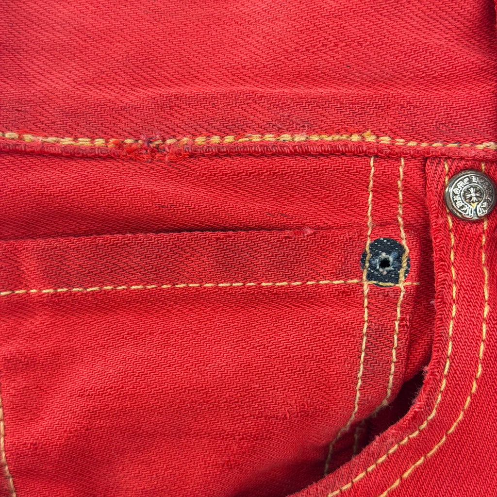 Chrome Hearts 16 Patch Jeans Red