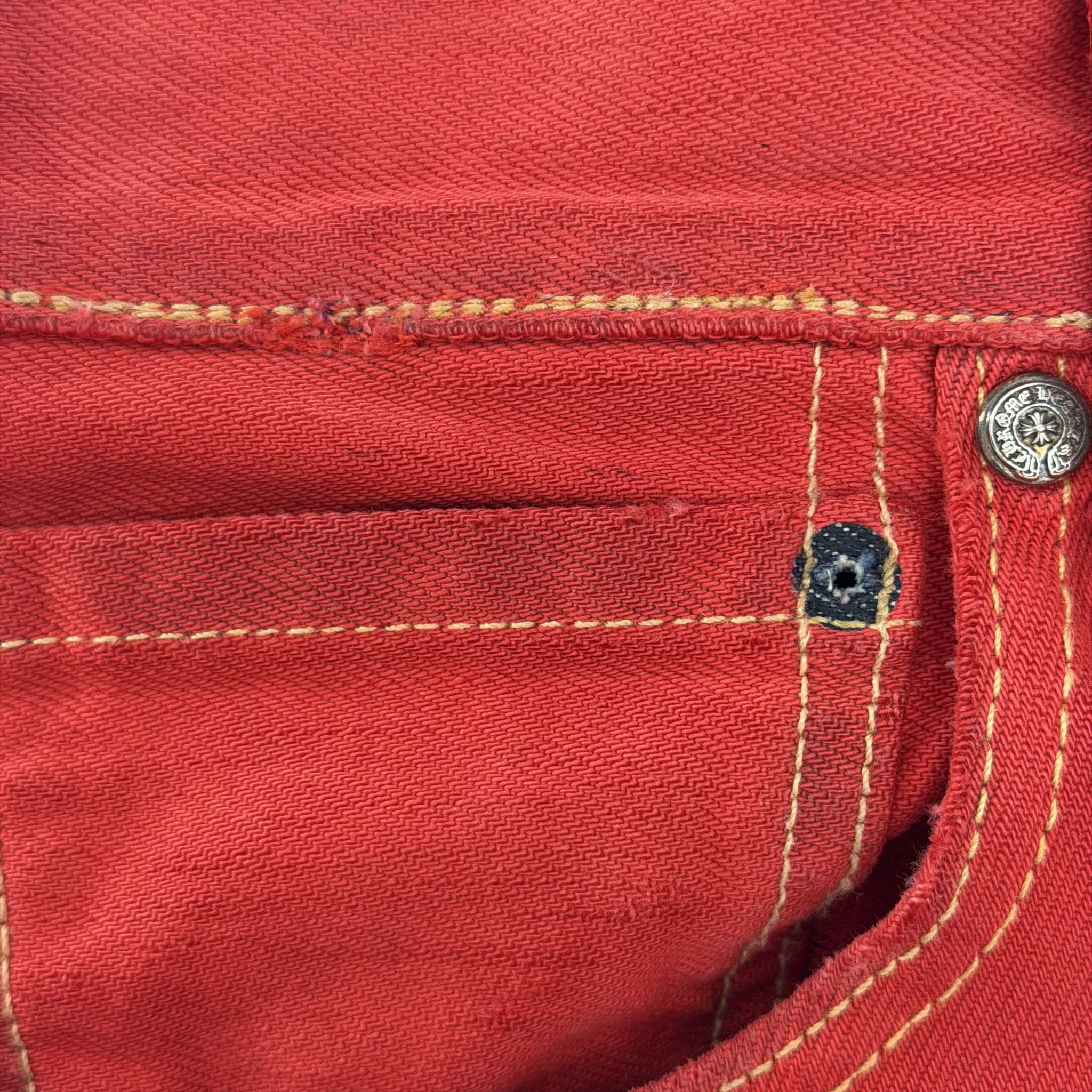 Chrome Hearts 16 Patch Jeans Red