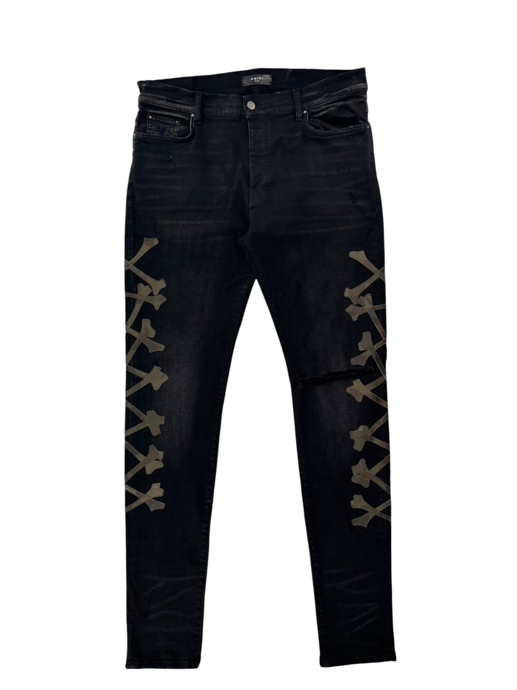 Amiri Camo Bone Jeans Aged Black