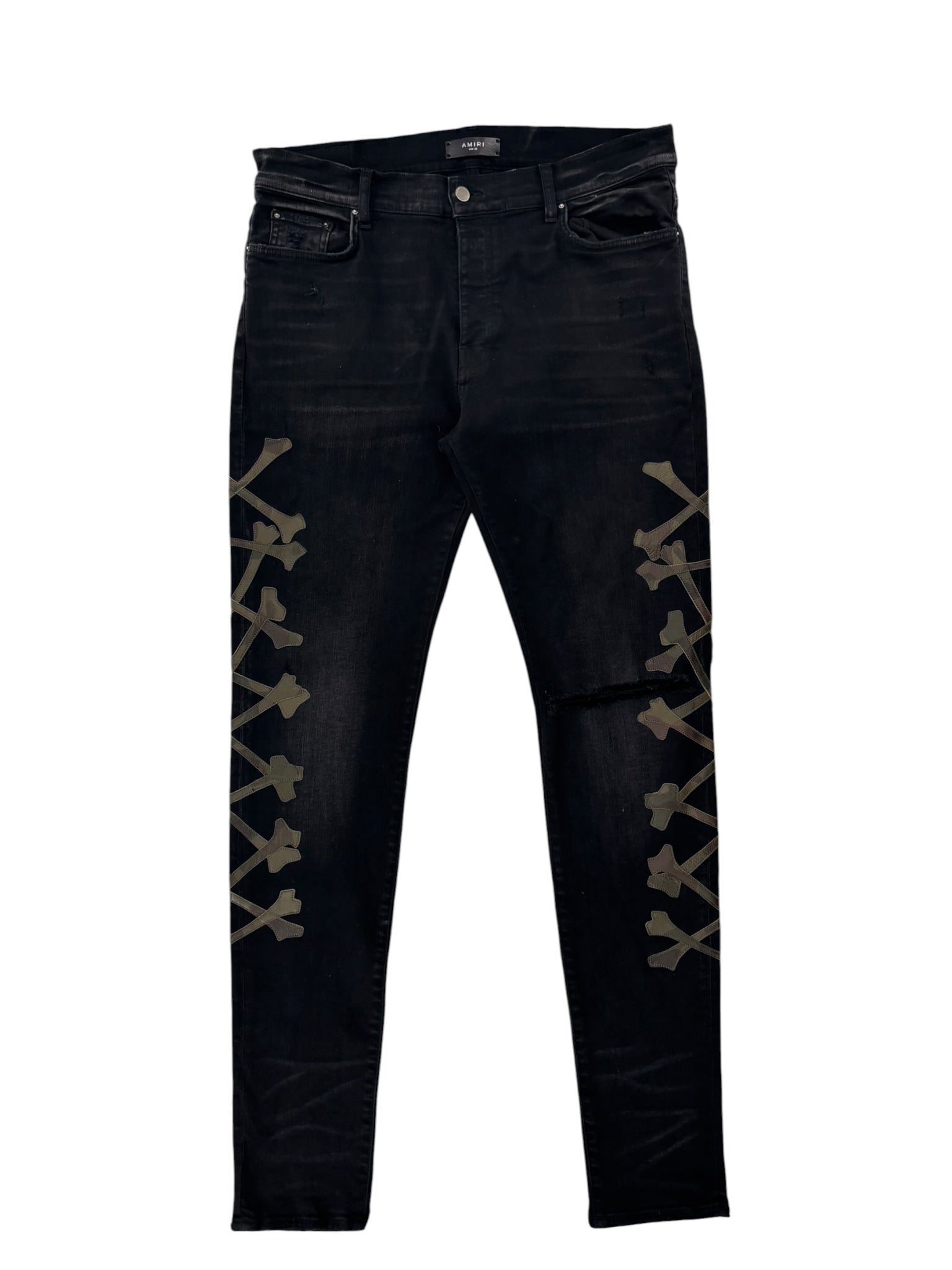 Amiri Camo Bone Jeans Aged Black