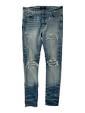 Amiri MX1 Blue Jeans Blue Paisley Ribbed