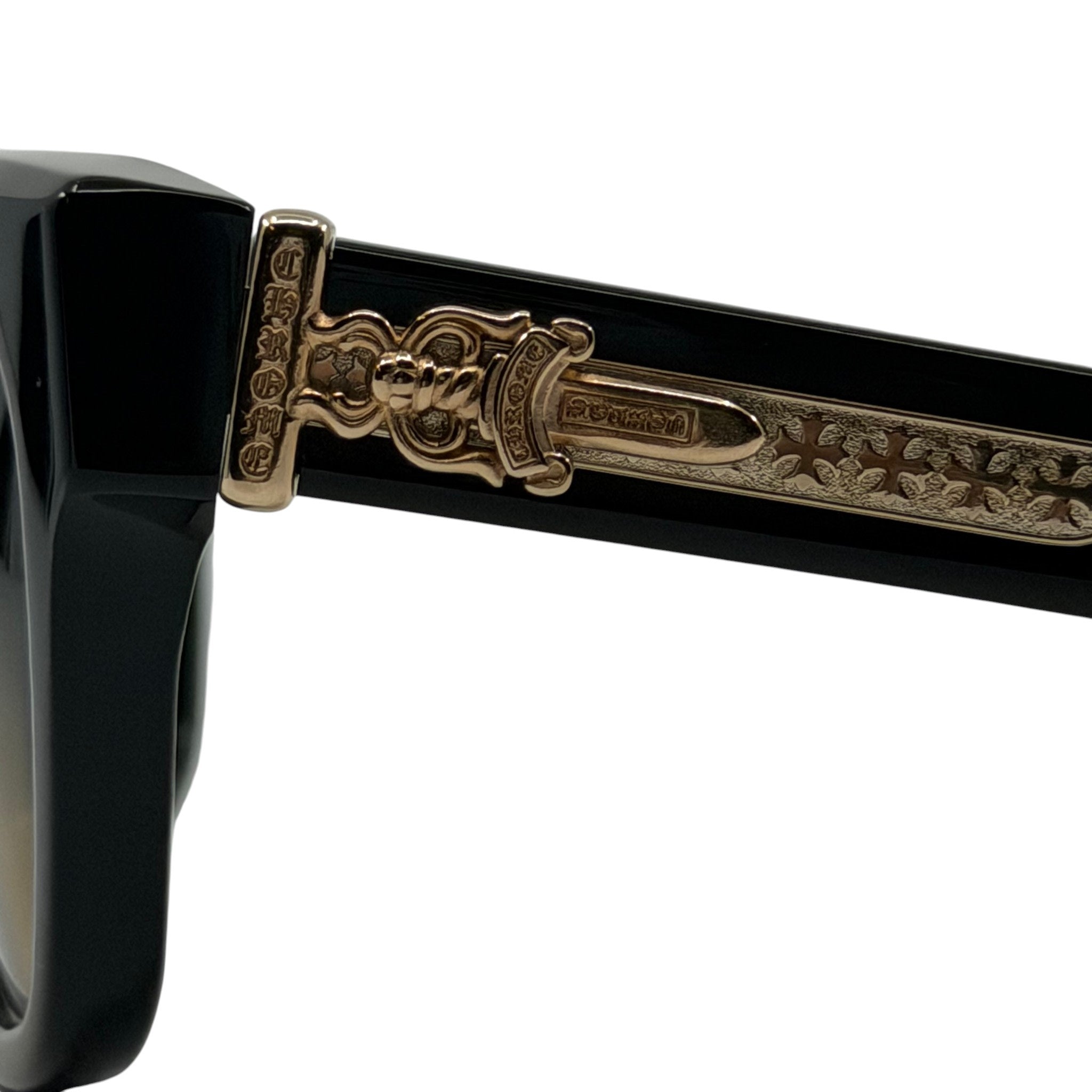 Chrome Hearts Box Officer Sunglasses Black Gold